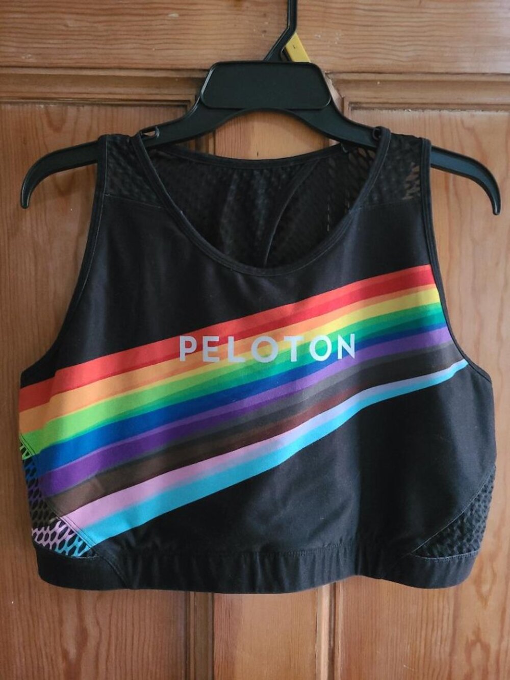 Black Rainbow Stripe/Mesh Keyhole Back WITH Peloton Plus Sport Bra 3X